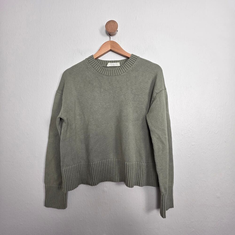 Everlane The Boxy Sweater Everyday Cotton Sage Green Small - Picture 4 of 15